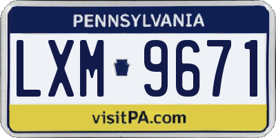 PA license plate LXM9671