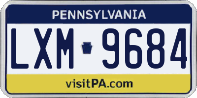 PA license plate LXM9684