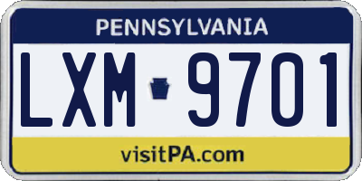 PA license plate LXM9701