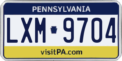 PA license plate LXM9704