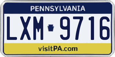 PA license plate LXM9716