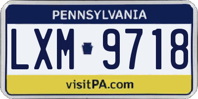 PA license plate LXM9718