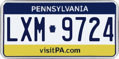 PA license plate LXM9724