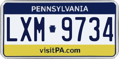 PA license plate LXM9734