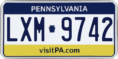 PA license plate LXM9742