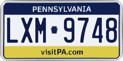PA license plate LXM9748