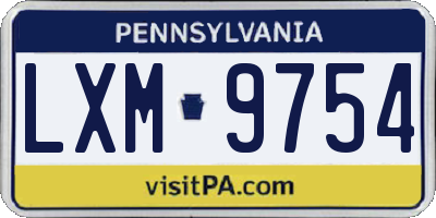 PA license plate LXM9754