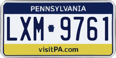 PA license plate LXM9761