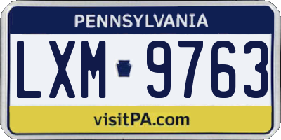 PA license plate LXM9763