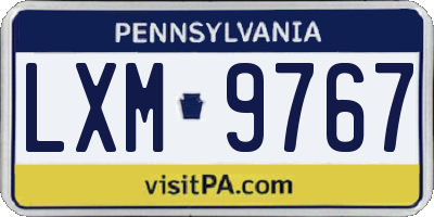PA license plate LXM9767