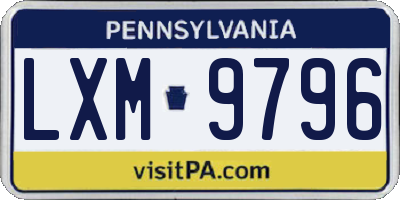 PA license plate LXM9796