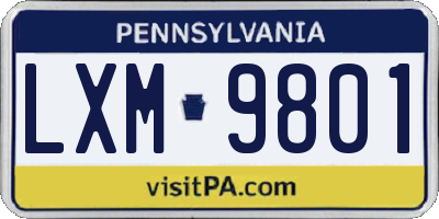 PA license plate LXM9801