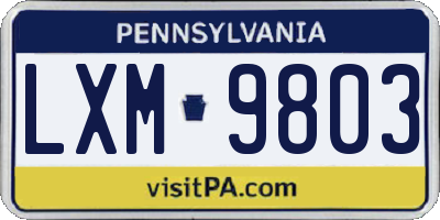 PA license plate LXM9803