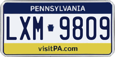 PA license plate LXM9809