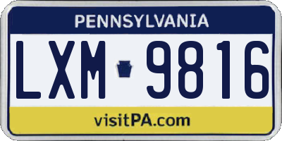 PA license plate LXM9816