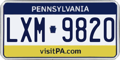 PA license plate LXM9820