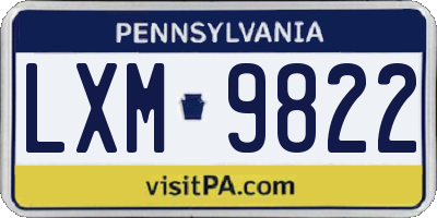 PA license plate LXM9822