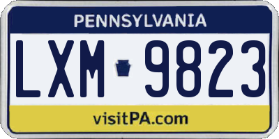PA license plate LXM9823