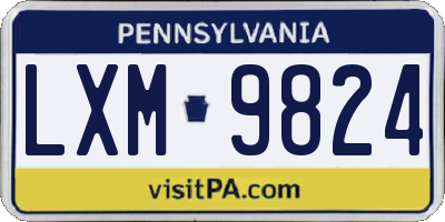 PA license plate LXM9824