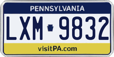 PA license plate LXM9832