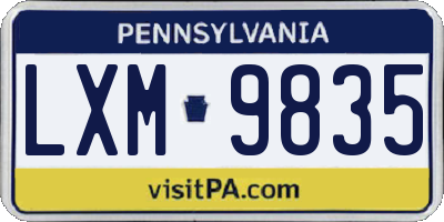 PA license plate LXM9835