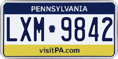 PA license plate LXM9842