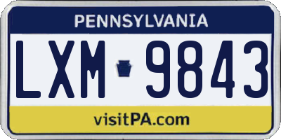 PA license plate LXM9843
