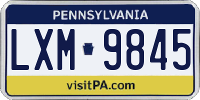 PA license plate LXM9845