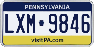 PA license plate LXM9846