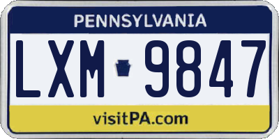PA license plate LXM9847