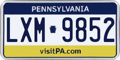 PA license plate LXM9852