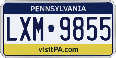 PA license plate LXM9855