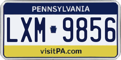 PA license plate LXM9856