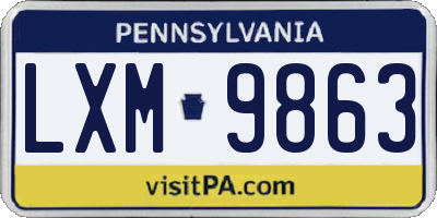 PA license plate LXM9863