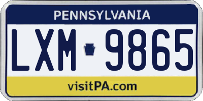 PA license plate LXM9865