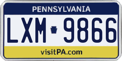 PA license plate LXM9866