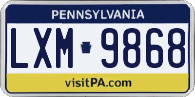 PA license plate LXM9868
