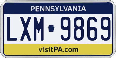 PA license plate LXM9869