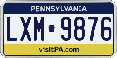 PA license plate LXM9876