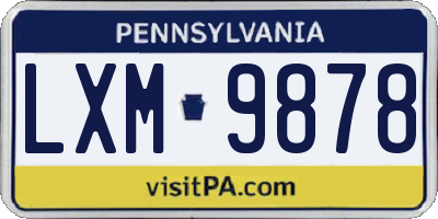 PA license plate LXM9878