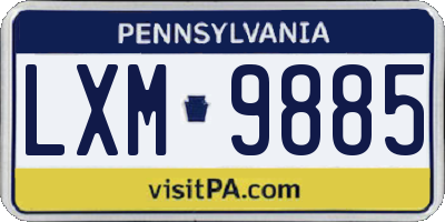PA license plate LXM9885