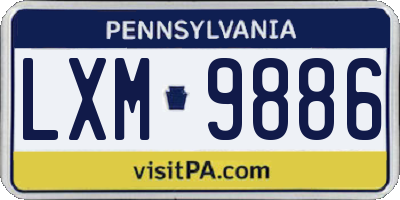PA license plate LXM9886