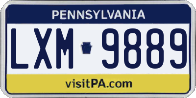 PA license plate LXM9889