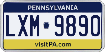 PA license plate LXM9890