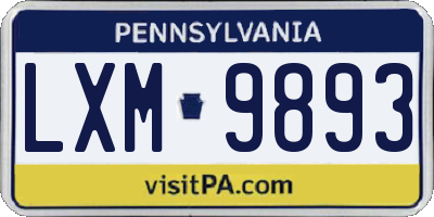 PA license plate LXM9893