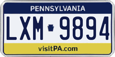 PA license plate LXM9894