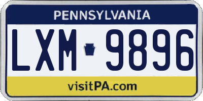 PA license plate LXM9896