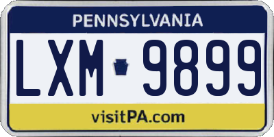 PA license plate LXM9899