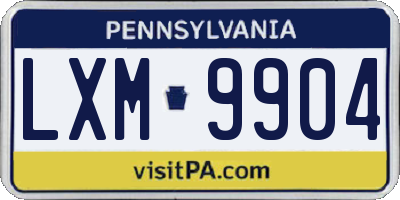 PA license plate LXM9904