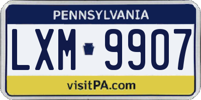 PA license plate LXM9907